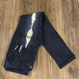 Vtg Miley Cyrus Max Azria Jeans size 13 Y2K MidRise Distressed Straight Dark